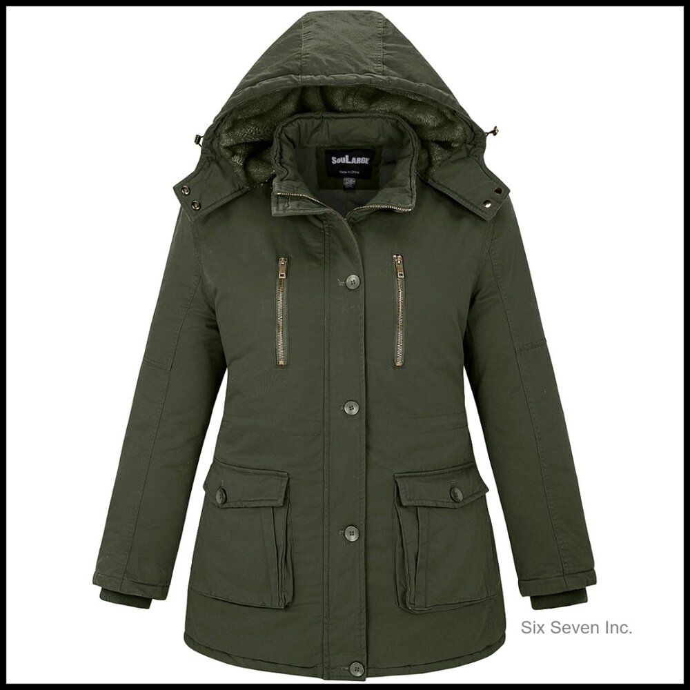 Women's Winter Plus Size Thickened Cotton Coat With Detachable Hood